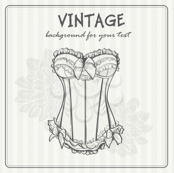 Royalty Free Clipart Image of a Vintage Background With a Corset