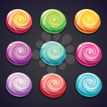Set of candies of different colors for computer games