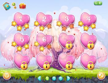 Example of selection of levels for computer games on the topic Valentine's Day. pink hearts