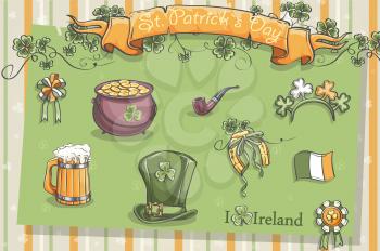 Set of different items for St. Patrick