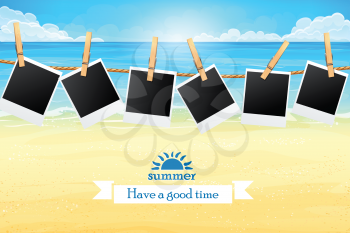 vector Illustration seashore with frames for photos