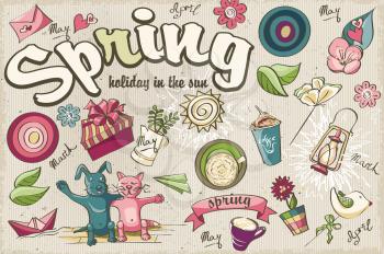 Set of spring colored doodles