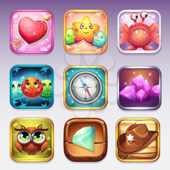 Set icons for app store and Google Play to computer games on various topics
