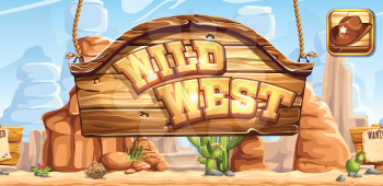 Horizontal banner and icon for the game Wild West for registration in social networks