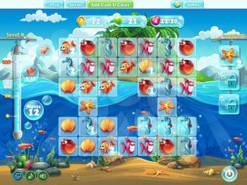 Fish world- playing field for the computer game or web design