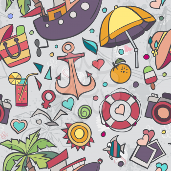 A colored vector texture with summer doodles
