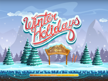 Winter holidays boot screen window for the computer game