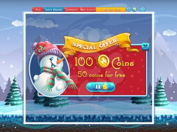 Winter holidays special offer window for the computer game