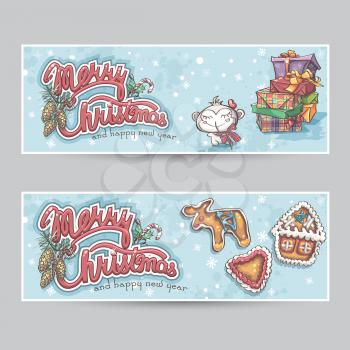 Merry Christmas greeting card horizontal banners