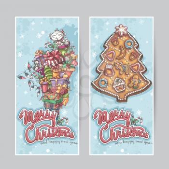 Merry Christmas greeting card vertical banners