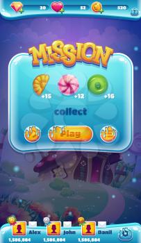 Sweet world mobile GUI mission collect vector illustration