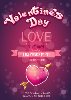 Invitation card to a party on Valentine's Day. Vector illustration