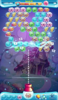 Sweet world mobile GUI game window bubble shooter