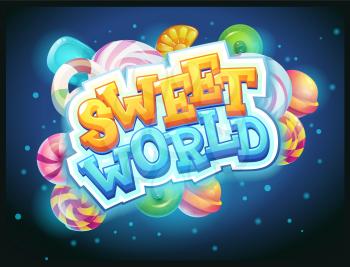 Sweet world GUI game window vector illustration