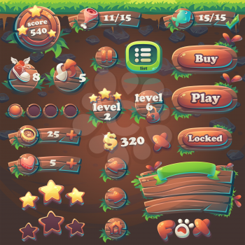 Set items of Feed the fox GUI match 3 for web video game