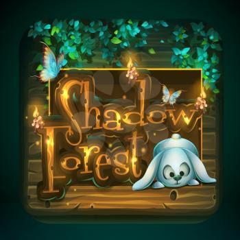 Icon for game user interface. Vector illustration to the computer game Shadowy forest GUI. Background image to create original video or web games, graphic design, screen savers.