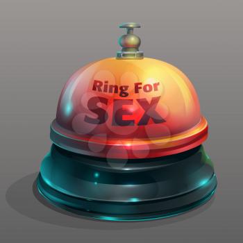 Vector illustration fun call bell party toy ring for sex  - for lovers, valentine, wedding