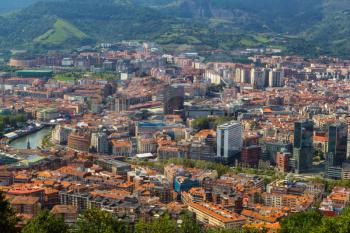 Aerial view of Bilbao city, Biscay, Basque country. Spain