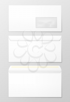 Blank envelopes, 3 views. Photo-realistic vector illustration.