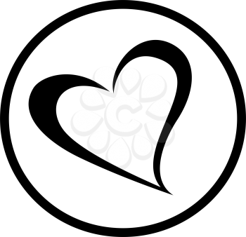 Heart icon. Black flat symbol in a circle. Love concept