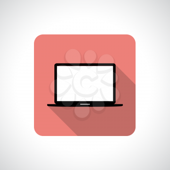 Laptop icon with shadow. Square icon. Flat modern design.