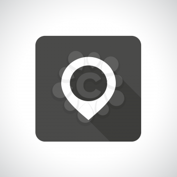 Map pointer icon. Square pictogram. Flat modern design with long shadow.