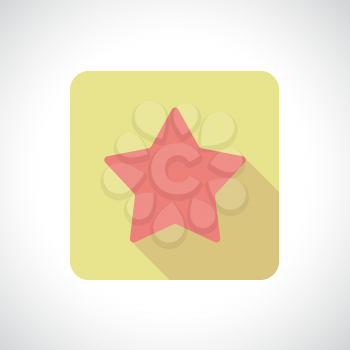 Star icon with shadow. Square icon. Flat modern design.