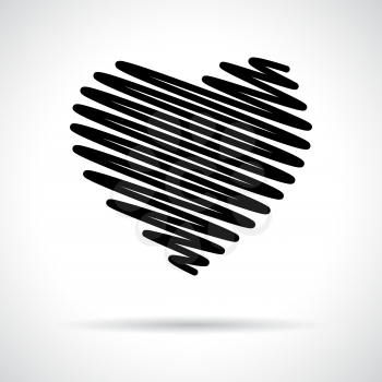 Heart icon. Black flat symbol with shadow. Love concept