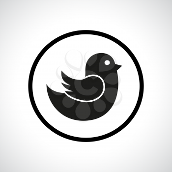 Flying bird. Black flat icon  in a circle.