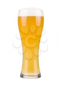 Glass filled with white beer, isolated on white