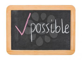Possible caption on chalk board isolated on white