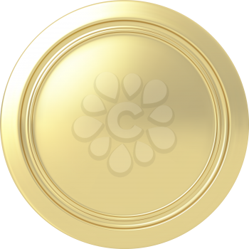 Gold medal. Round button. Highly detailed vector illustration.