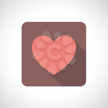 Heart icon with shadow. Connected hearts. Square pictogram. Flat modern design.
