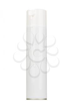 Blank cylinder air spray bottle. Isolated on white.