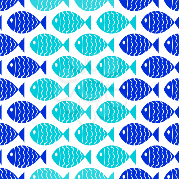 Seamless nautical pattern with fish. Vector illustration.