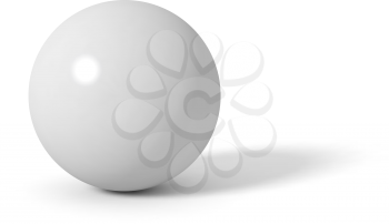 Grey glossy sphere with long shadow. 3D vector illustration.