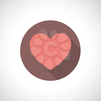 Heart icon with shadow. Round pictogram. Flat modern design.