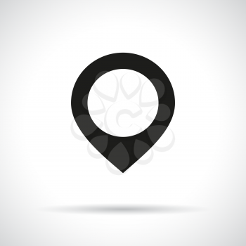 Map pointer icon. Black flat icon with shadow.