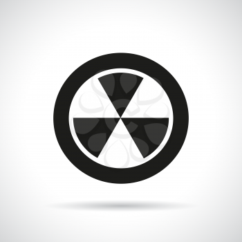 Radiation hazard symbol with a shadow. Black flat icon.