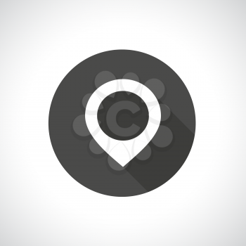 Map pointer icon. Round pictogram. Flat modern design with long shadow. 
