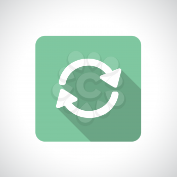 Recycle icon. Pre-loader icon. Square pictogram. Flat modern design with long shadow.