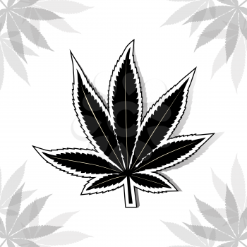Black cannabis leaf silhouette background. Vector illustration. 