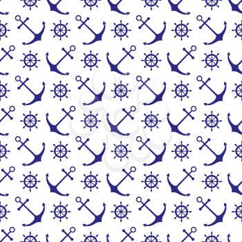 Seamless nautical pattern with anchors and ship wheels. Design element for wallpapers, baby shower invitation, birthday card, scrapbooking, fabric print etc.