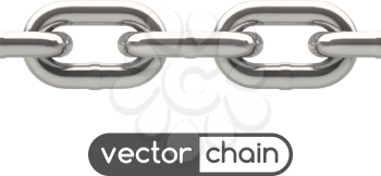 Seamless oval link chain set in silver isolated on white.