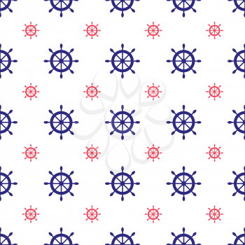 Seamless nautical pattern with scattered ship wheels. Design element for wallpapers, baby shower invitation, birthday card, scrapbooking, fabric print etc.