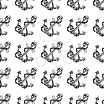 Seamless nautical pattern with anchors and rope. Design element for wallpapers, baby shower invitation, birthday card, scrapbooking, fabric print etc.
