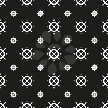 Seamless nautical pattern with scattered ship wheels. Design element for wallpapers, baby shower invitation, birthday card, scrapbooking, fabric print etc.