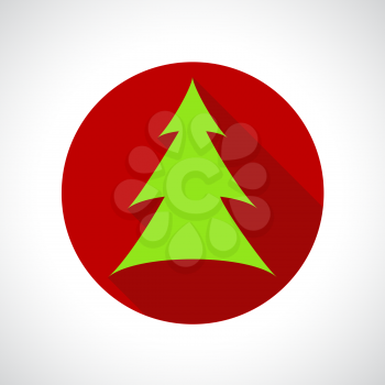 Christmas Tree icon. Infographic symbol with shadow. Festive style graphic design element. Flat style web button. Traditional celebration concept.