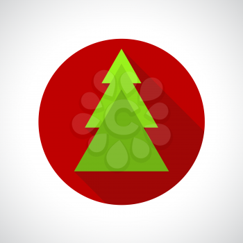 Christmas Tree icon. Infographic symbol with shadow. Festive style graphic design element. Flat style web button. Traditional celebration concept.