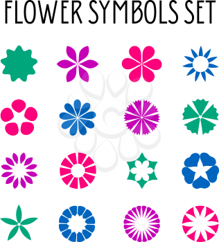 Flower icons set. Decorative floral symbols. Design element for wedding invitation, Valentines Day cards, wallpapers, web site background, baby shower invitation, birthday card, scrapbooking, etc.